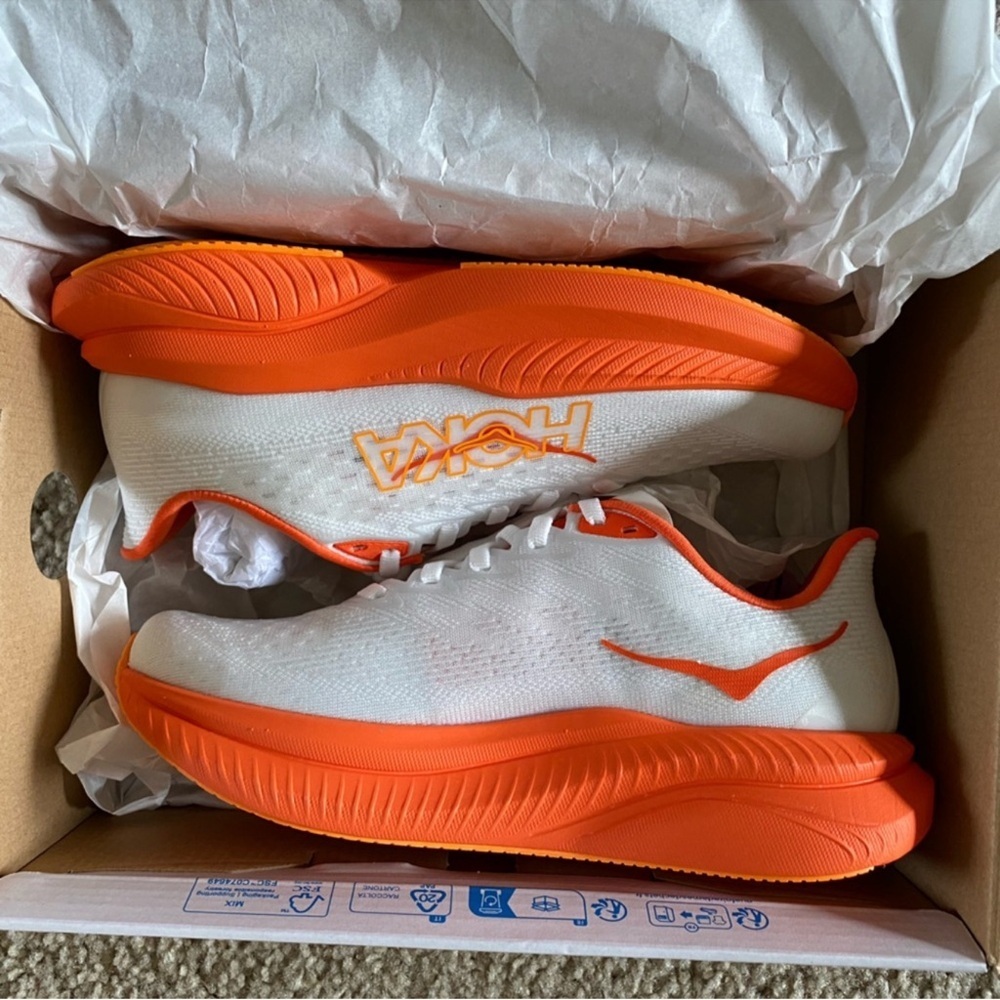 NWB Hoka Mach 6 Running Shoes Frost/Lava Size 6 - Picture 5 of 7